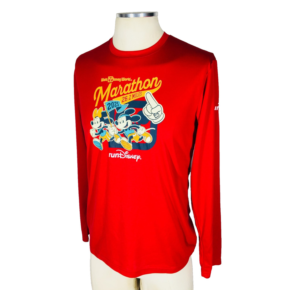 NWOT (M) Run Disney Marathon 2025 Walt Disney World Mens Long Sleeve T Red